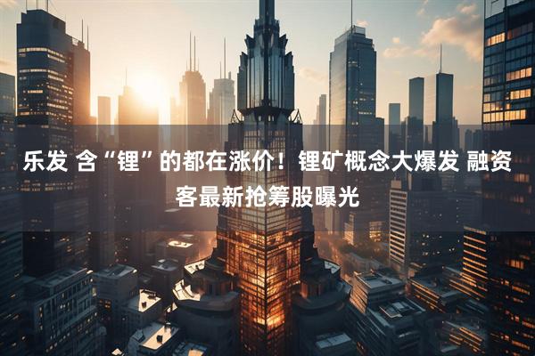 乐发 含“锂”的都在涨价！锂矿概念大爆发 融资客最新抢筹股曝光